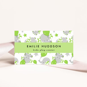 Niedliche Elefanten, Kinderspielzentrum, Aktivität Visitenkarte