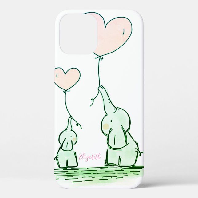 Niedliche Elefanten mit Balloons - Personalisierte Case-Mate iPhone Hülle (Rückseite)