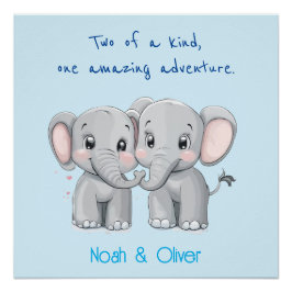 Niedliche Elefanten-Plakat für ZwillingsKinderzimm Poster