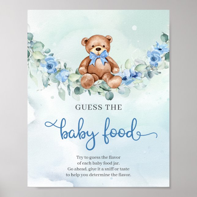 Niedliche Elefantenblauer Blume Raten Das Baby Foo Poster (Vorne)