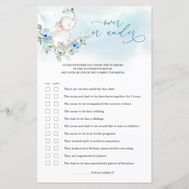 Niedliche Elefantenblüten über oder unter Babyspie (Vorderseite)