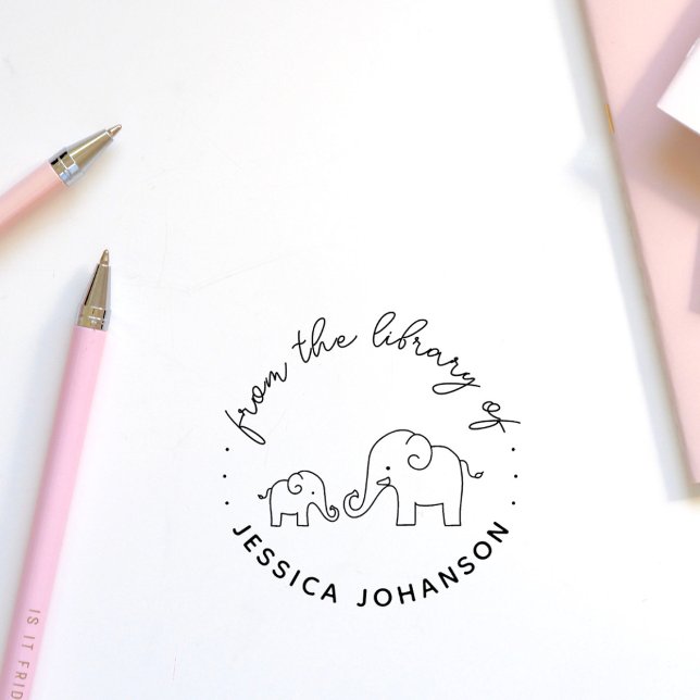 Niedliche Elefantenfamilie aus der Buchbibliothek Gummistempel (Von Creator hochgeladen)