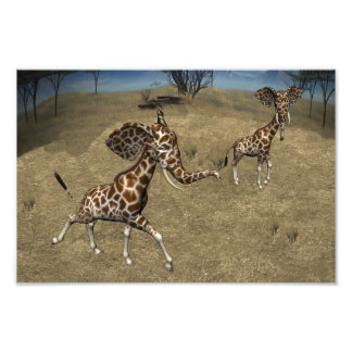 Niedliche ElefantenGiraffen Fotodruck