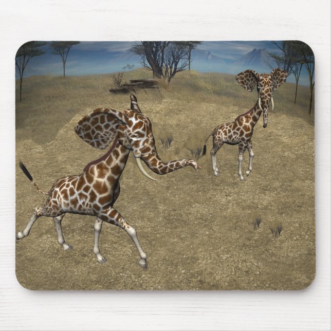 Niedliche ElefantenGiraffen Mousepad (Vorne)