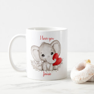 Niedliche Elefantenherz Valentine Liebe Personalis Kaffeetasse