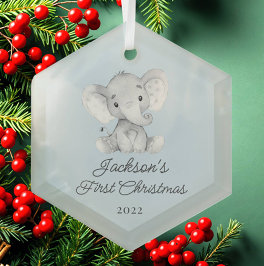 Niedliche Elefantenjungen First Christmas Ornament Aus Glas