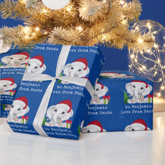 Niedliche Elefantenkinername Liebe von Weihnachten Geschenkpapier (Feiertage)