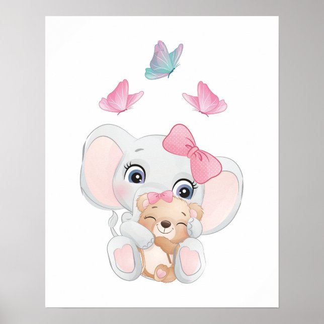 Niedliche Elefantenkunst Kinderzimmer Poster (Vorne)