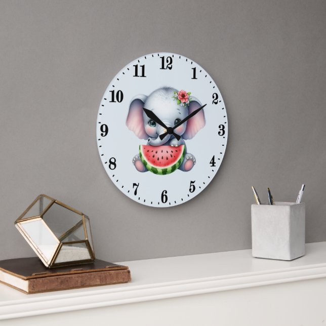 Niedliche Elefantenliebhaber Große Wanduhr (Büro)