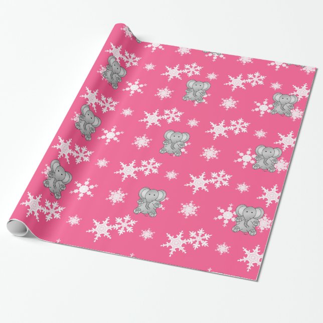 Niedliche Elefantenschneeflocken Geschenkpapier (Ungerollt)