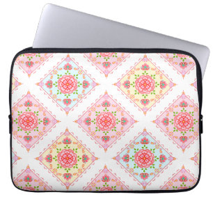 Niedliche Elegant-Blüte in Diamant Tiles-Muster Laptopschutzhülle