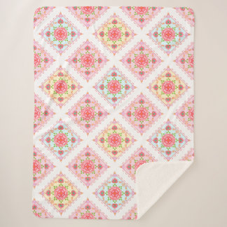 Niedliche Elegant-Blüte in Diamant Tiles-Muster Sherpadecke