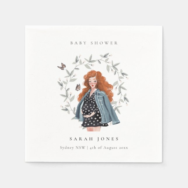 Niedliche Elegant Expectant Women Foliage Baby Dus Serviette (Vorderseite)