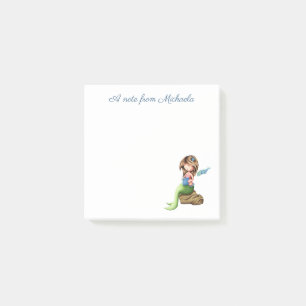 Niedliche Elegant Mermaid Reading Post-it Klebezettel