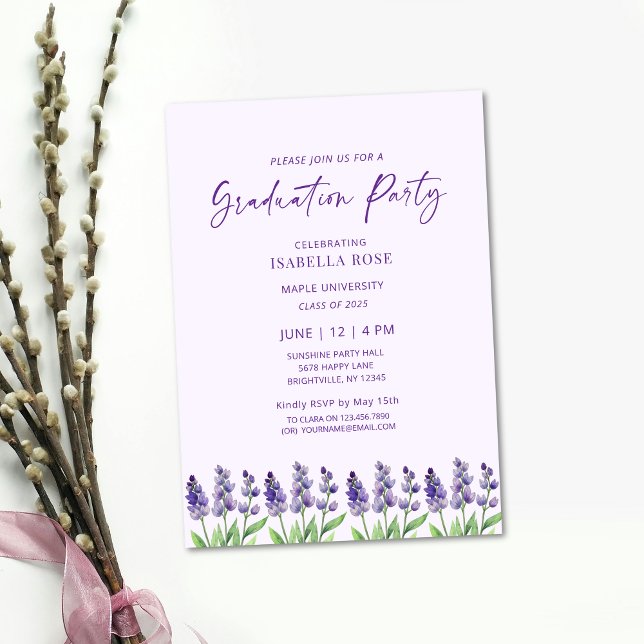 Niedliche Elegant-Minimal-Studium Einladung (cute floral graduation paty invitations, high school graduation invitations, senior graduation invit)