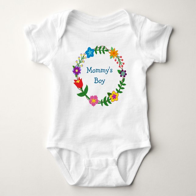 Niedliche Elegant Mommy's Boy Liebe Blumenrahmen B Baby Strampler (Vorderseite)