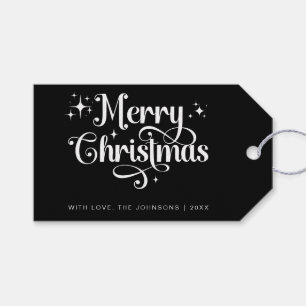 Niedliche Elegant Retro Schwarz und Weiß Frohe Wei Geschenkanhänger