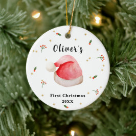 Niedliche Elegant Weihnachtsmannmütze Baby's First Keramik Ornament