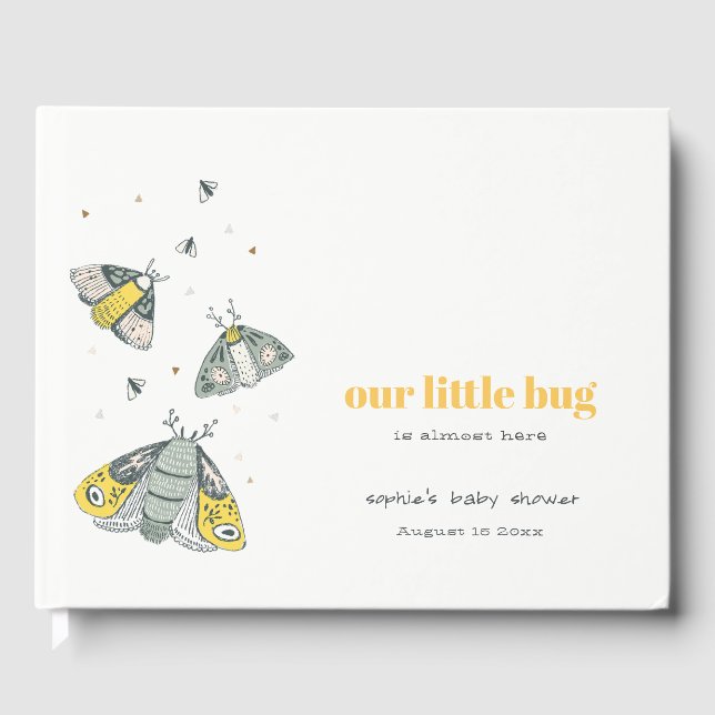 Niedliche Elegant Yellow Gray Little Bug Baby Dusc Gästebuch (Vorderseite)