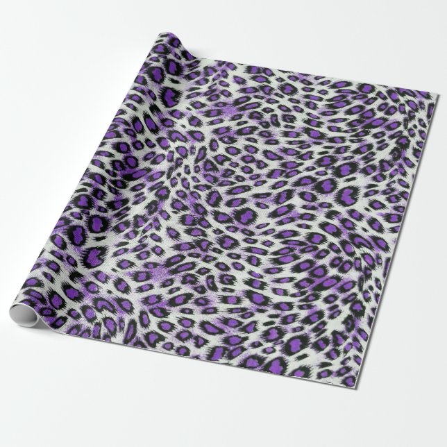 Niedliche, elegante Lila Leopardendruckerei Geschenkpapier (Ungerollt)