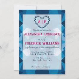 Niedliche Elegante Moderne Blaue Rosa Hochzeit Ein Einladung