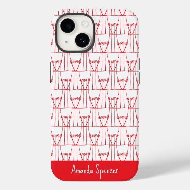 Niedliche, elegante Rote Silhouette Kokospalmen Case-Mate iPhone Hülle (Rückseite)