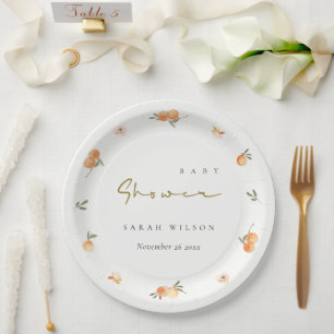 Niedliche elegante Soft Orange Boho Babydusche Pappteller