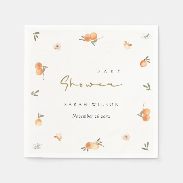 Niedliche elegante Soft Orange Boho Babydusche Serviette (Vorderseite)