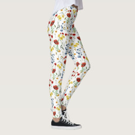 Niedliche elegante Wildblumen auf Weiß Leggings