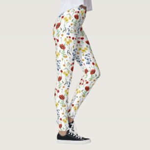 Niedliche elegante Wildblumen auf Weiß Leggings