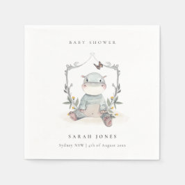 Niedliche elegante Yellow Baby Hippo Foliage Babyd Serviette