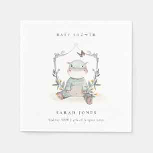 Niedliche elegante Yellow Baby Hippo Foliage Babyd Serviette