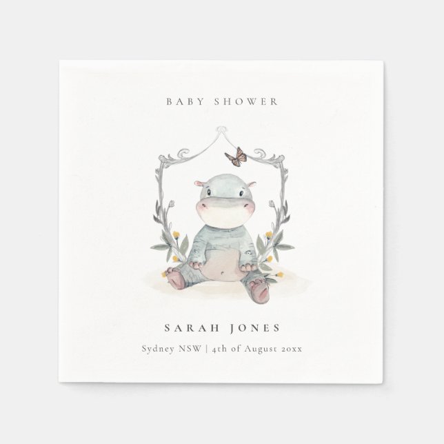 Niedliche elegante Yellow Baby Hippo Foliage Babyd Serviette (Vorderseite)