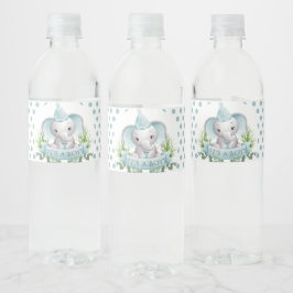 Niedliche Elephant Baby Boy Babydusche Wasserflaschenetikett