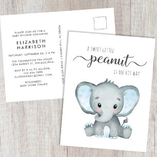 Niedliche Elephant Baby Boy Dusche Einladungspostkarte