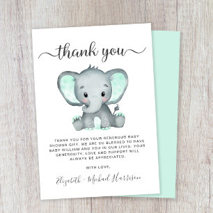 Niedliche Elephant Baby Dusche Dankeskarte
