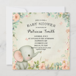 Niedliche Elephant Baby Dusche Einladung