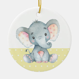 Niedliche Elephant Baby Dusche gelb Keramik Ornament