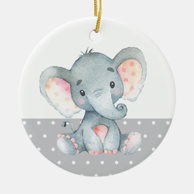 Niedliche Elephant Baby Dusche Grau Keramik Ornament (Vorne)
