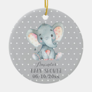 Niedliche Elephant Baby Dusche Grau Keramik Ornament