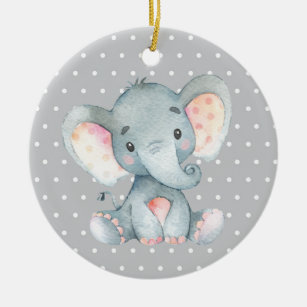 Niedliche Elephant Baby Dusche Grau Keramik Ornament