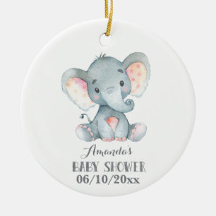 Niedliche Elephant Baby Dusche Grau Keramik Ornament