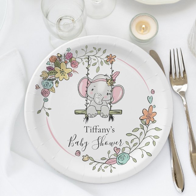 Niedliche Elephant Baby Dusche Party Dekoration mi Pappteller (Von Creator hochgeladen)