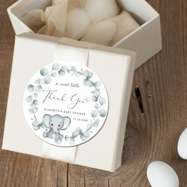 Niedliche Elephant Baby Dusche Vielen Dank Runder Aufkleber (Von Creator hochgeladen)