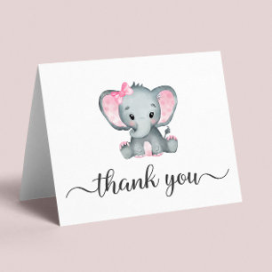 Niedliche Elephant Baby Girl Dusche Dankeskarte
