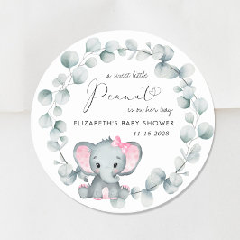 Niedliche Elephant Baby Girl Dusche Runder Aufkleber
