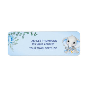 Niedliche Elephant Baby Shower Boy Blue Floral Adr