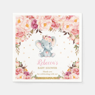 Niedliche Elephant Babydusche Blush Blumenserviett Serviette