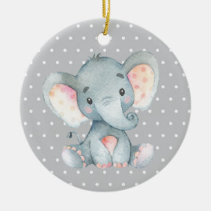 Niedliche Elephant Babydusche Grau Keramik Ornament