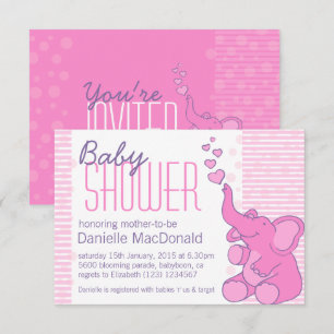 Niedliche Elephant Babydusche hübsch rosa Einladun Einladung